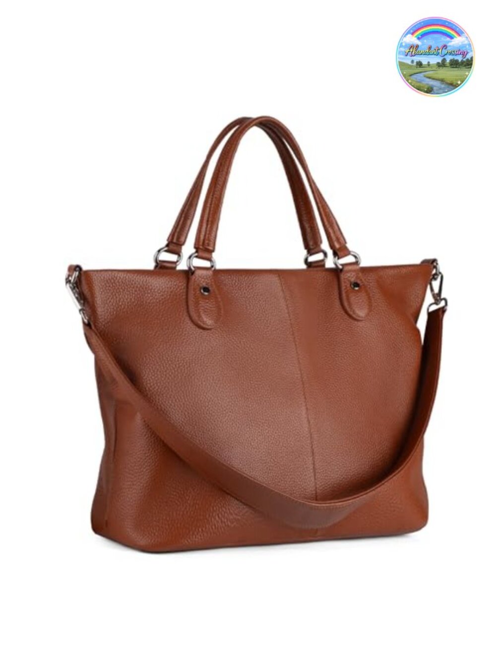 Genuine Leather Tote Bag Women Zipper Shoulder Purse Top Handle Crossbody